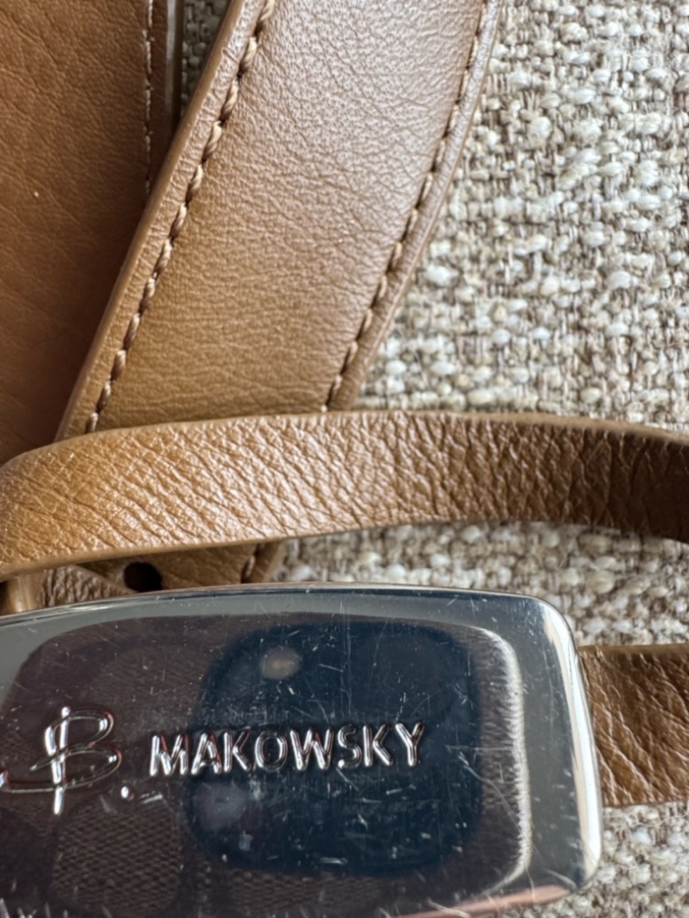 b. makowsky Tan Leather Handbag with Silver Accents - Picture 6 of 12